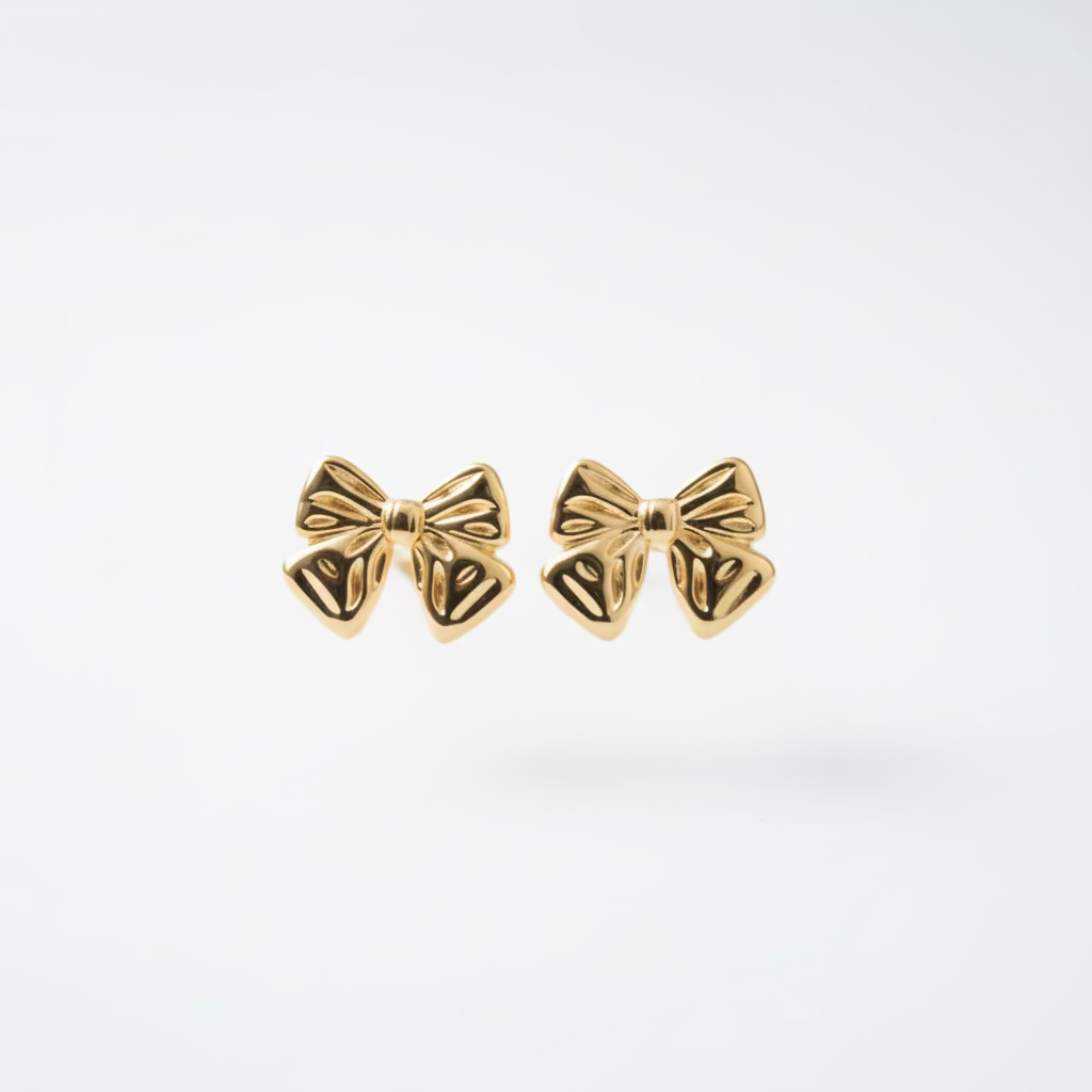 Øreringe Bow Charm, Guld