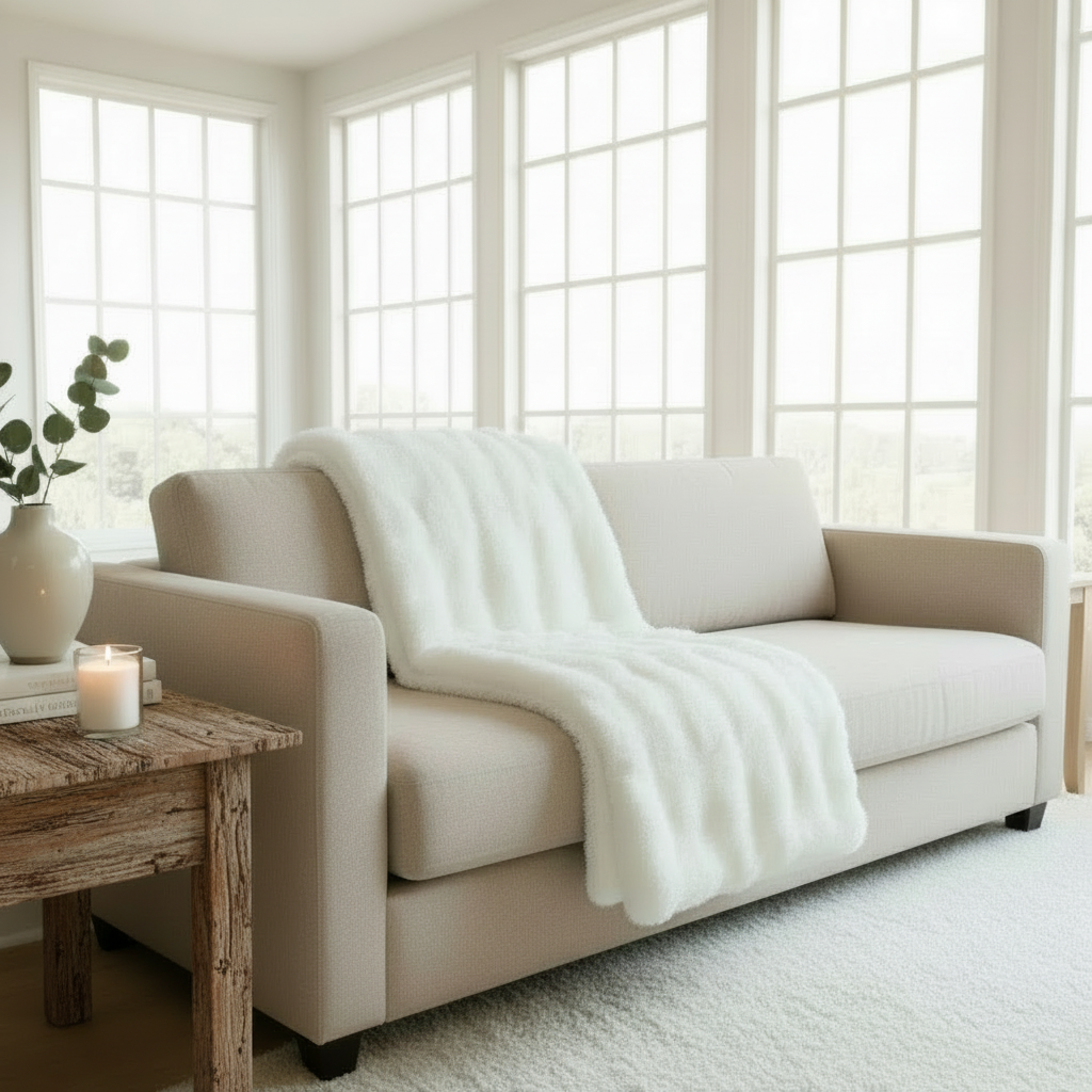 Nordic Fur Throw, White