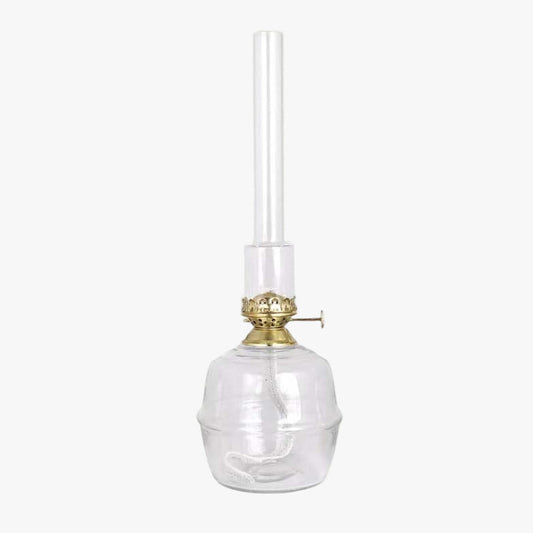Petroleumslampe Majken stor klart glas messing