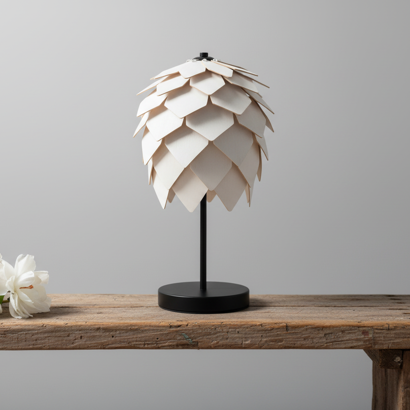 Bordslampa Vit Låg ed svart fot