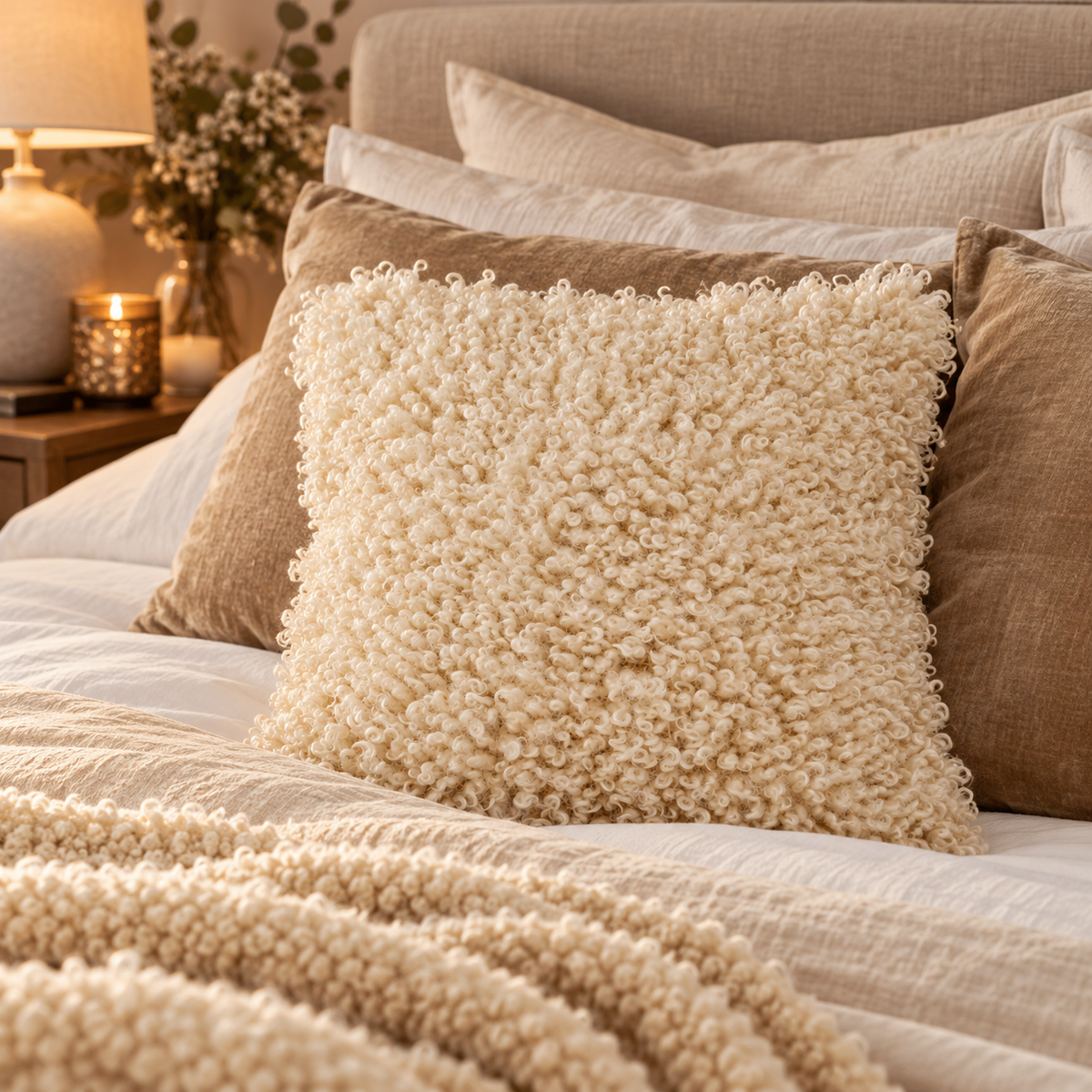 Kudde Fuskpäls Wooly, Beige