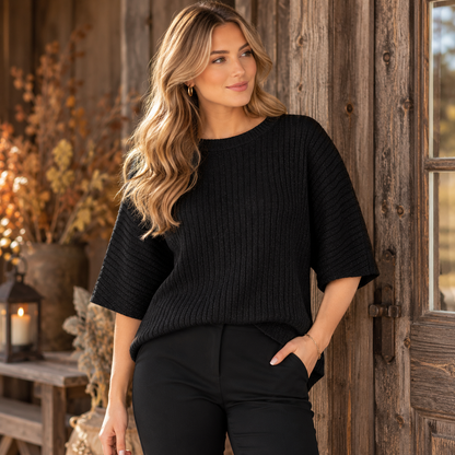 Strikket Top Frances, Sort