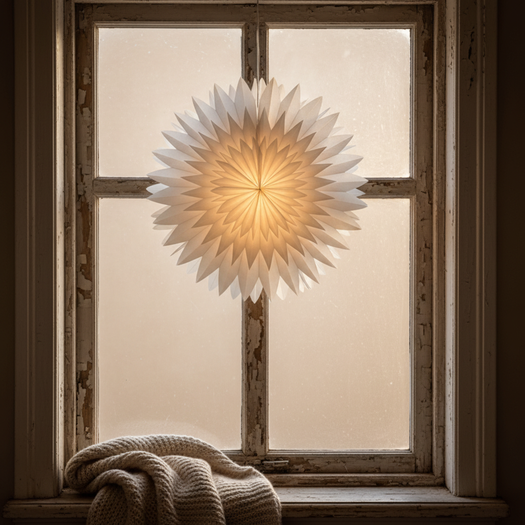 Paper star Winter 60cm, White
