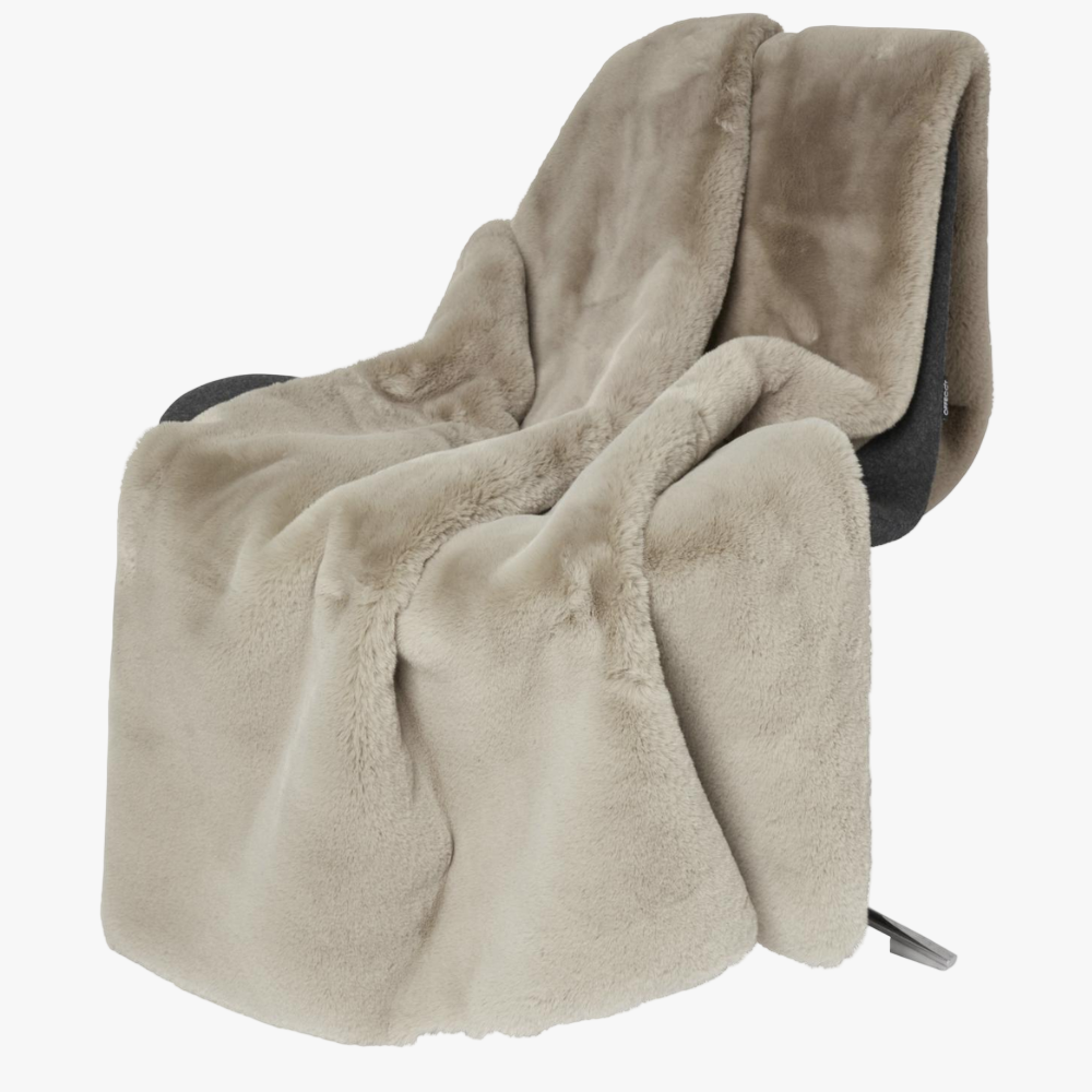 Pläd Fuskpäls Fluffy, Taupe