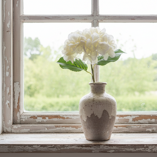 Hortensia Real Touch Hvid, 55cm