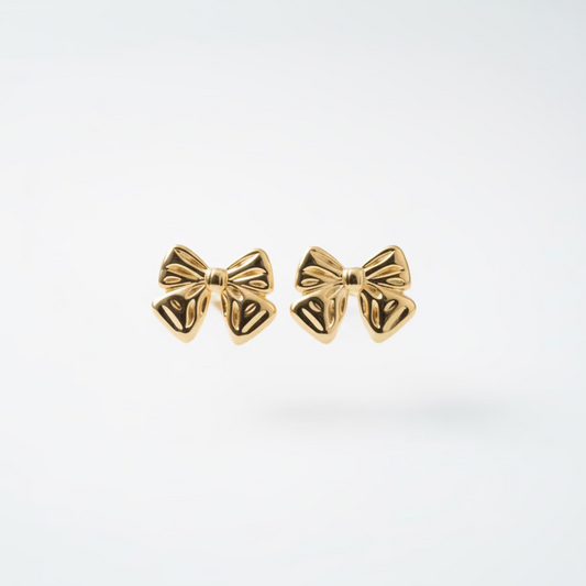Øreringe Bow Charm, Guld