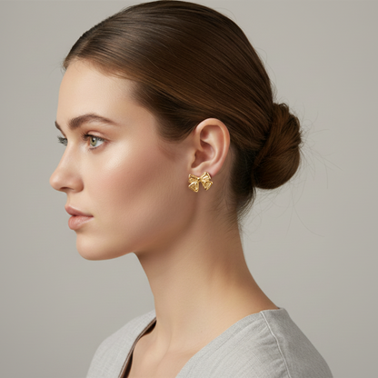 Øreringe Bow Charm, Guld