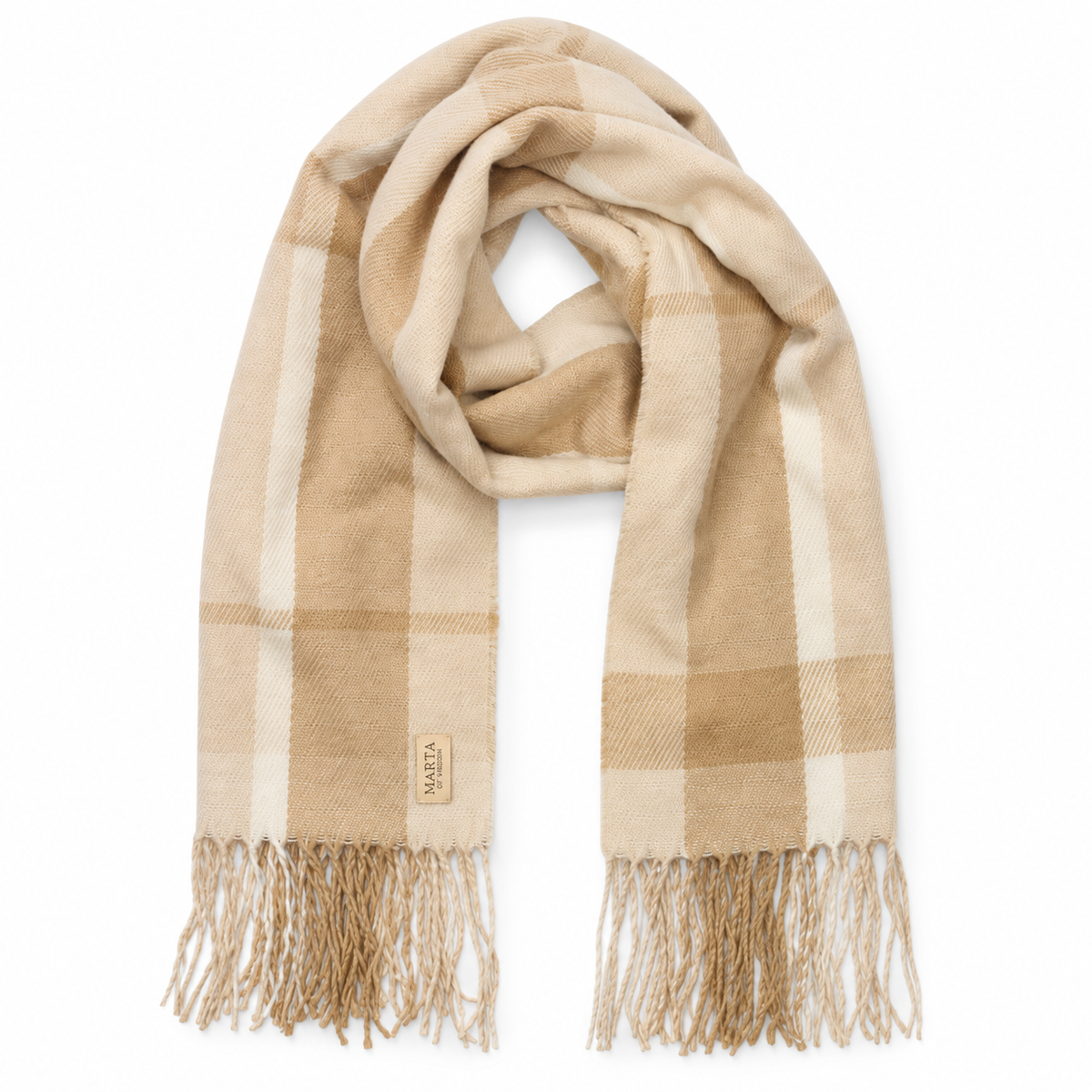 Halstørklæde, Beige Ternet