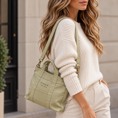 Taske Rive Canvas, Small Light Beige