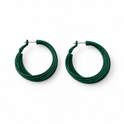 Øreringe Twisted Hoops, Grøn