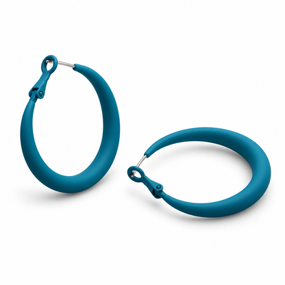Øreringe Pastel Hoops, Petrol Blue
