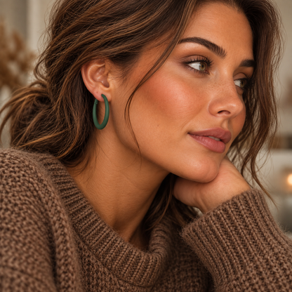 Örhängen Pastel Hoops, Forest Green