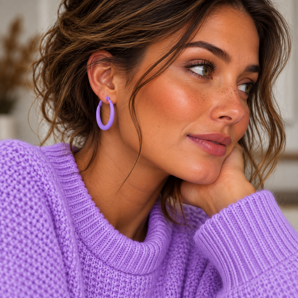 Øreringe Pastel Hoops, Lavender Mist