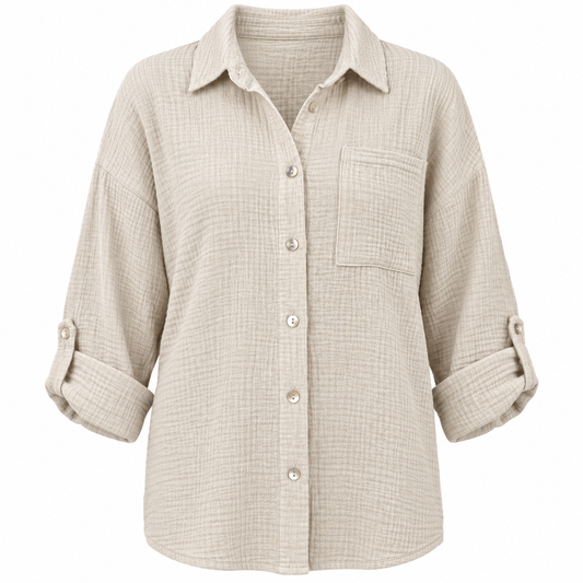 Skjorta Creppad, Beige