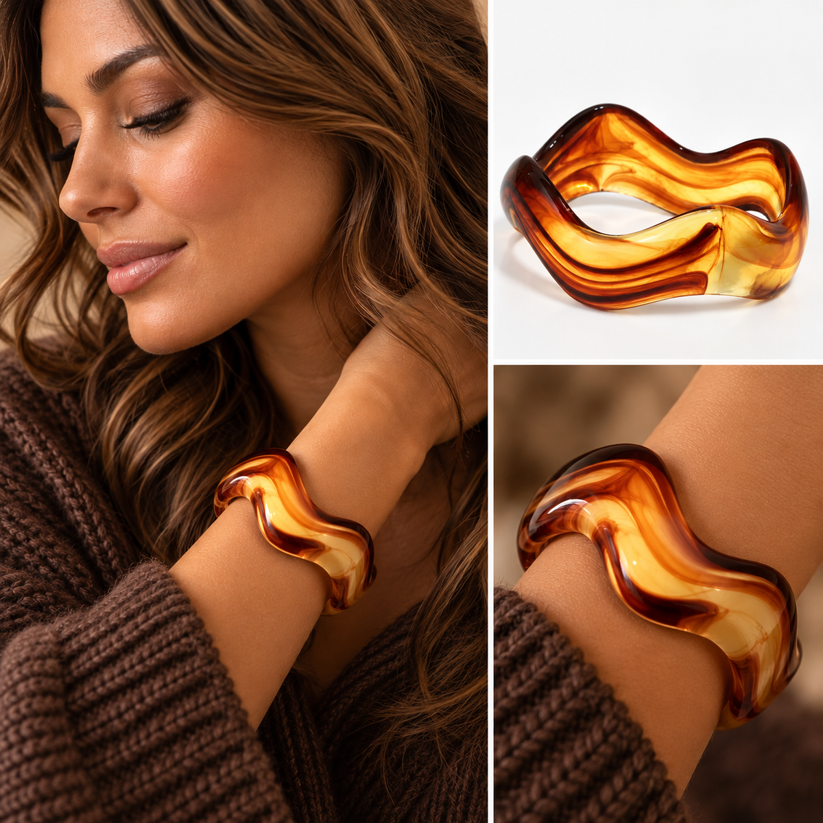 Armband Cognac Wave