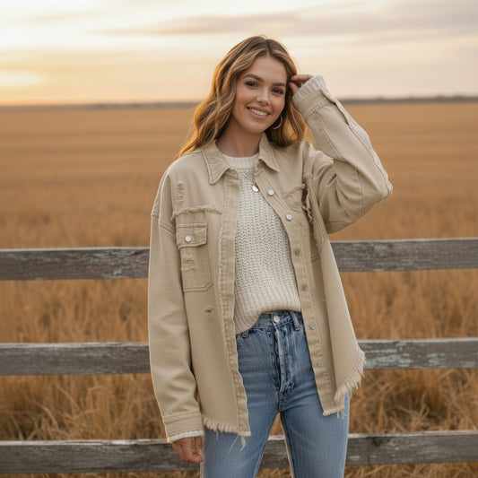 Jeansjacka Core, Beige