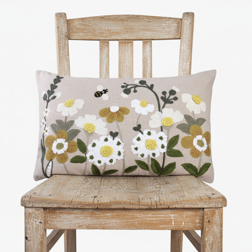 Kuddfodral flora yellow