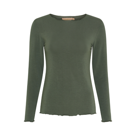T-Shirt Långärmad Leonora, Militärgrön