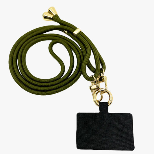 Mobilhalsband, Khaki med Guld detaljer