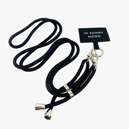 Mobilhalsband, Svart med Silver detaljer