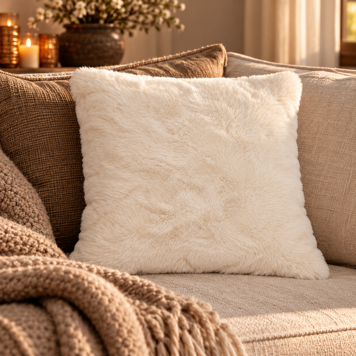 Kudde Fuskpäls Fluffy, Ivory