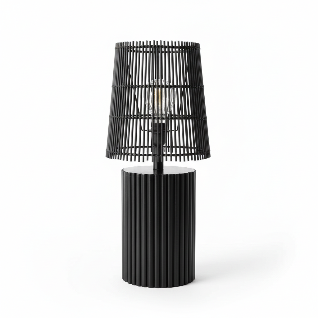 Svart ribbad lampa