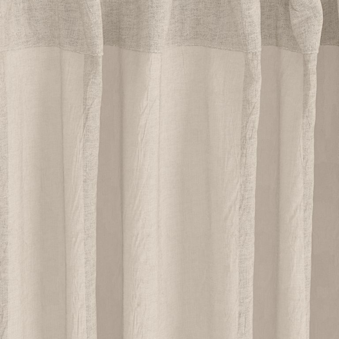 Curtain set 2 lengths, beige linen