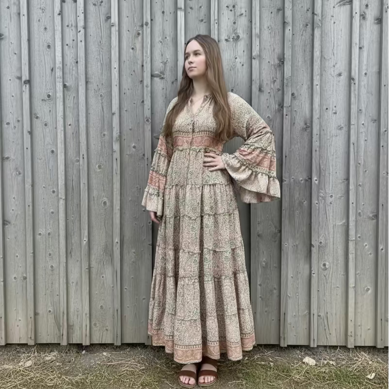 Kjole Stella, Guld/Grøn