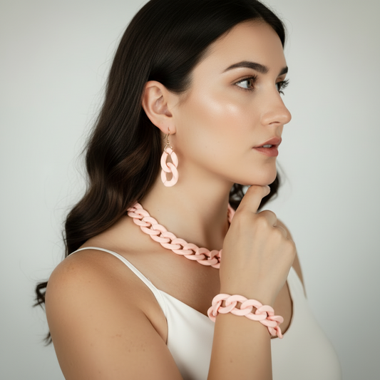 Halsband Chains Of Colour, Rosa