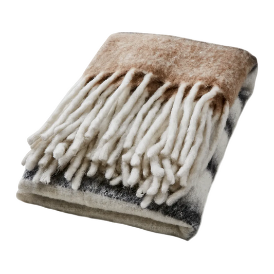 Filt Frasse, Beige/Svart/Vit