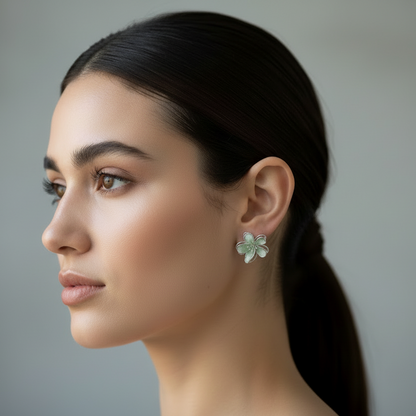 Flower Green Shimmer Earrings