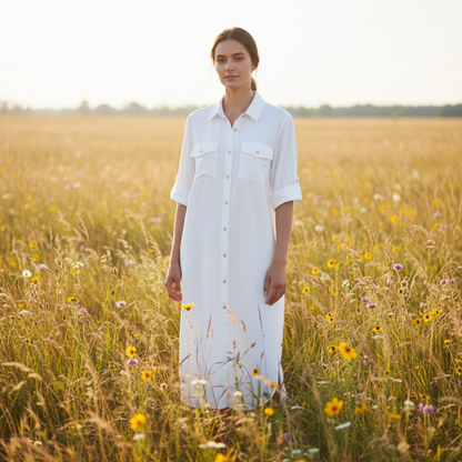 Denim Dress, White
