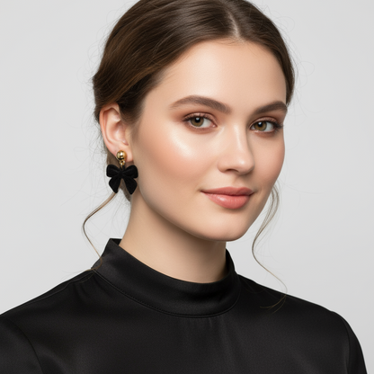 Earrings Belle Bow, Black