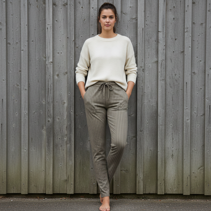 Stretchbyxa Signe, Taupe Randig