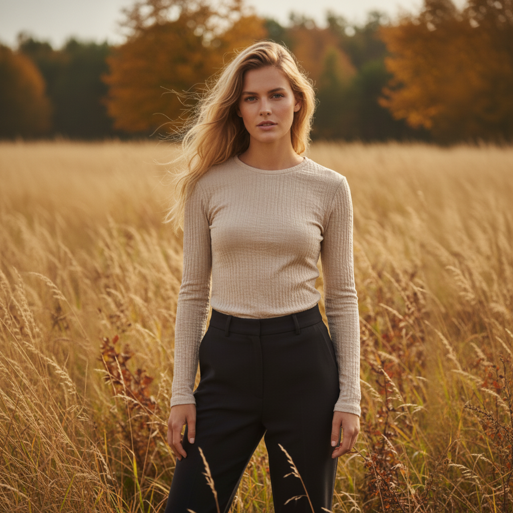 T-shirt Långärmad Vionne, Beige